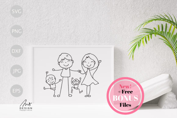 Hand Drawn Dad Mom and Little Boys SVG Graphics and Illustrations Review